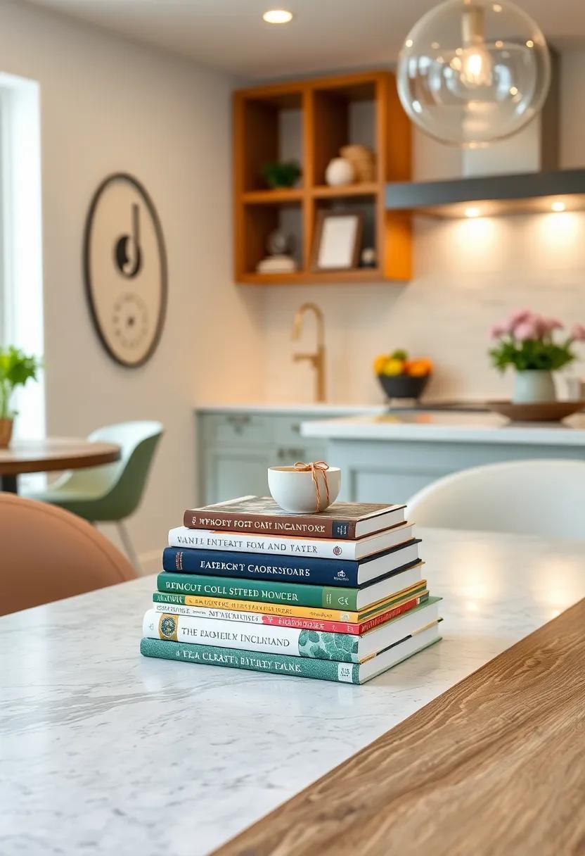 Inspirational Stacked Books:⁣ A⁣ small stack of⁤ cookbooks or beautifully illustrated coffee table books can serve as a stylish and ⁣practical centerpiece