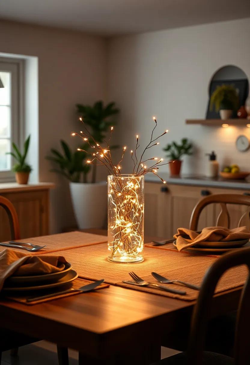 Twinkling Fairy ‌Lights: Wrap ⁢fairy lights around a clear glass vase or let ‌them spill from a bowl ‍for a magical​ ambiance, perfect for evening meals