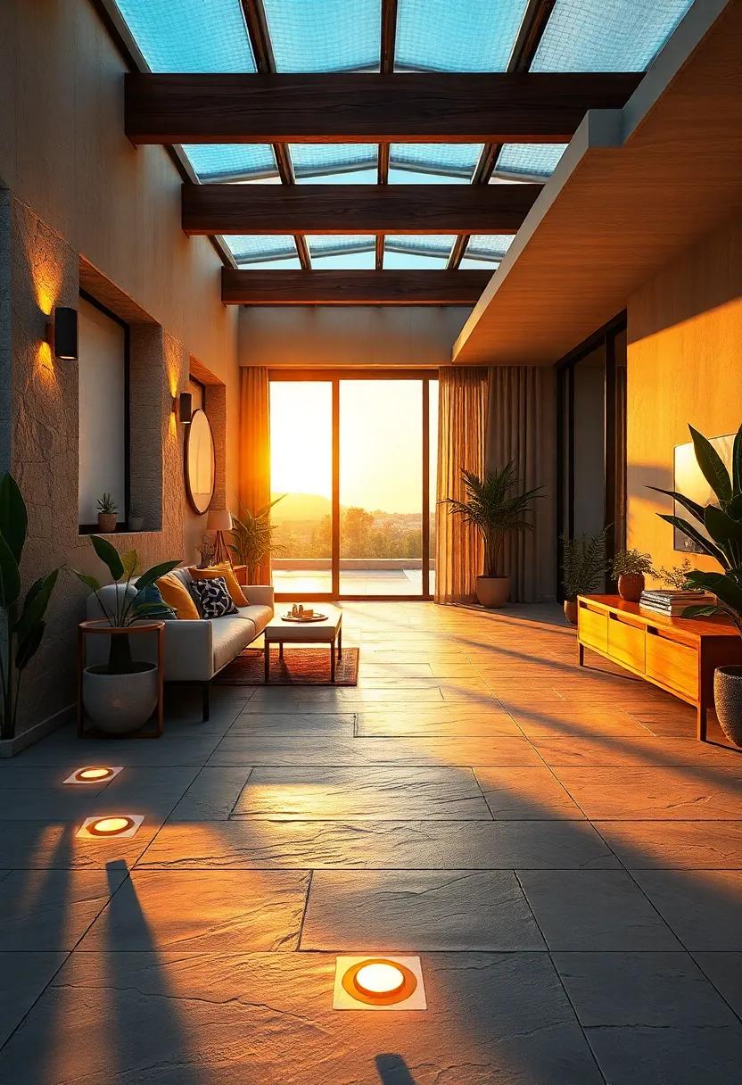 Energy Efficiency Visualized Through Solar Panels Absorbing Sunlight During Golden Hour