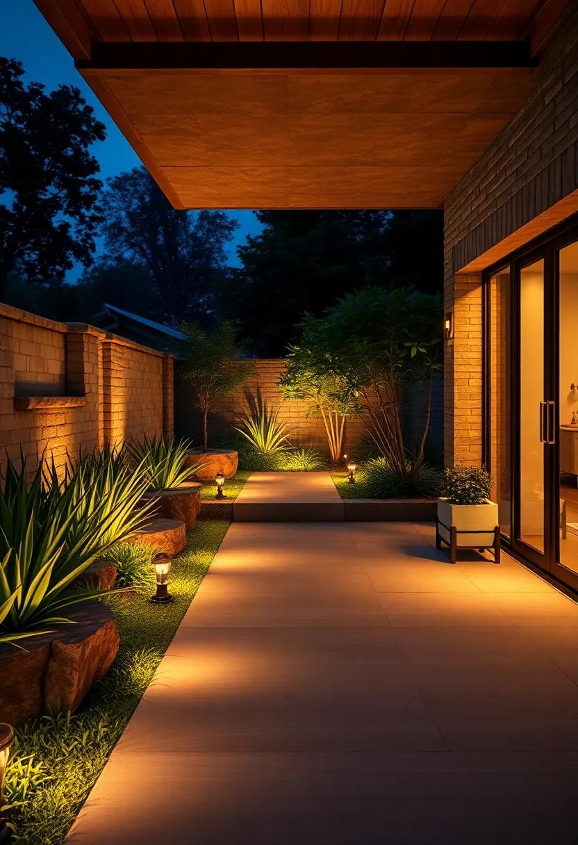 The Gentle Glow of Solar-Powered Pathway Lights Illuminating Garden Walkways at Twilight