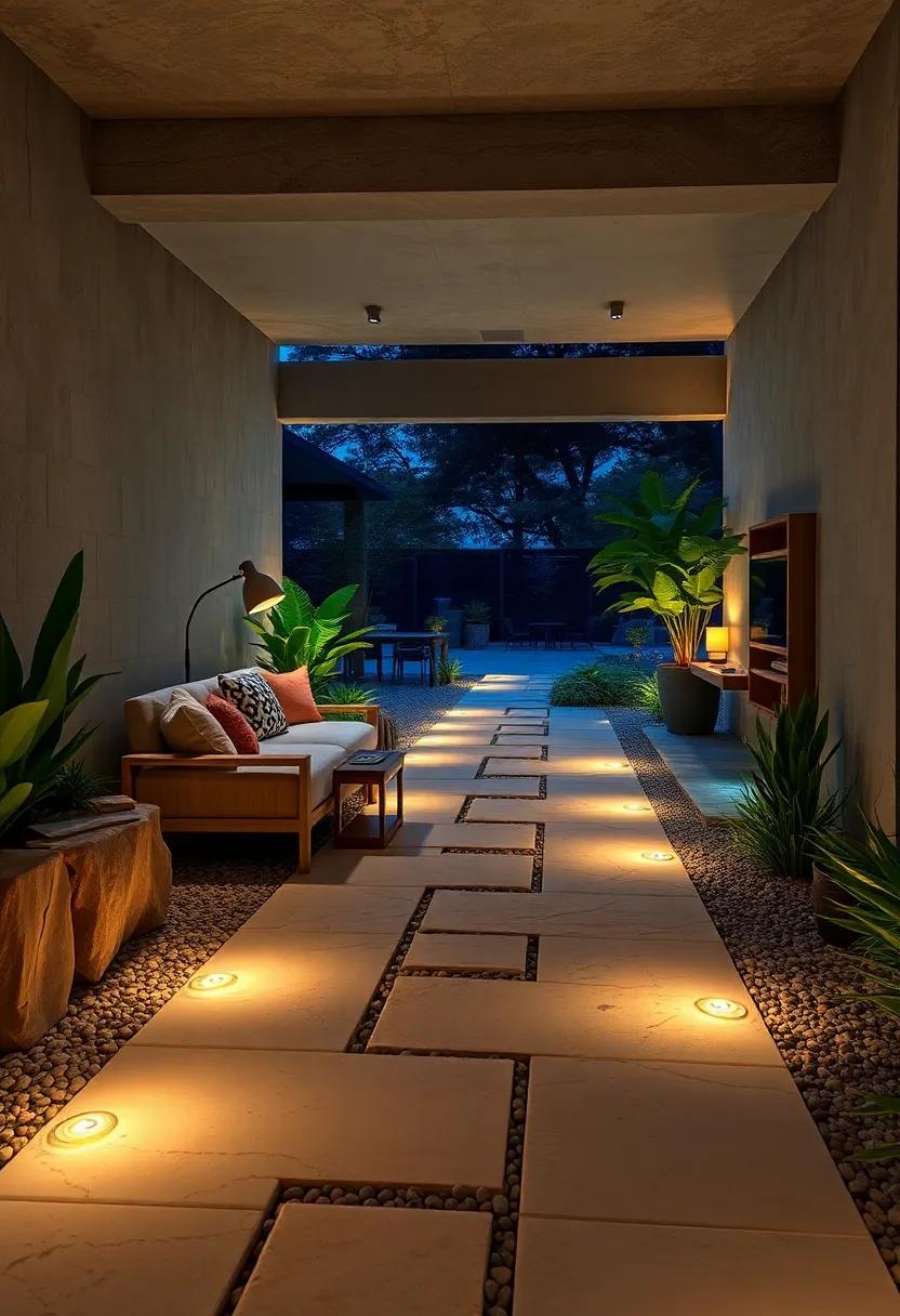 Motion-Activated Solar Pathway Lights Bringing Subtle Illumination to a Quiet Night Trail