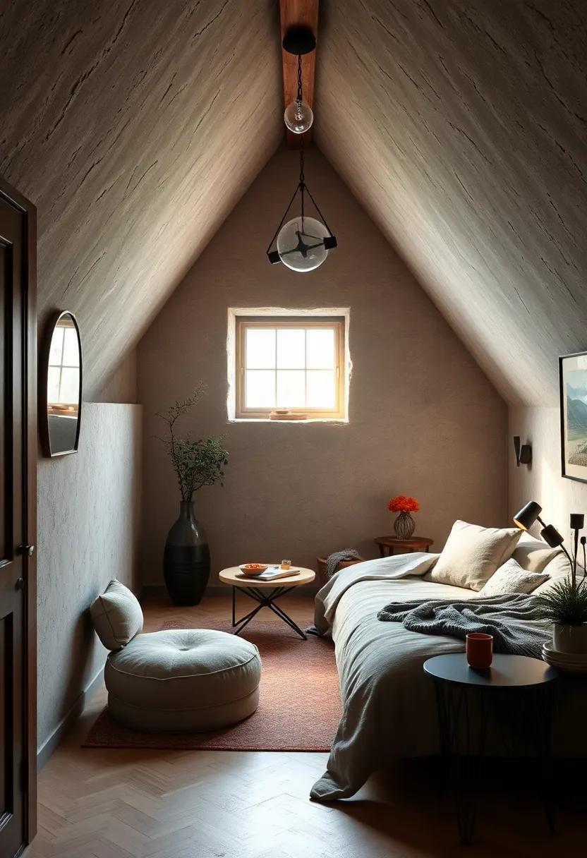 Muted Jewel Tones Used Sparsely to Add Depth and Sophistication to a Tiny Attic Retreat