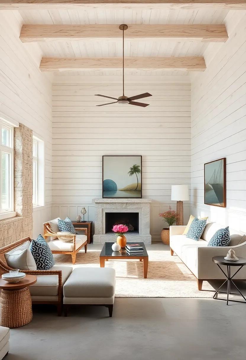 Whitewashed Shiplap Walls Invoking Coastal Calm and Airy Beach House Vibes