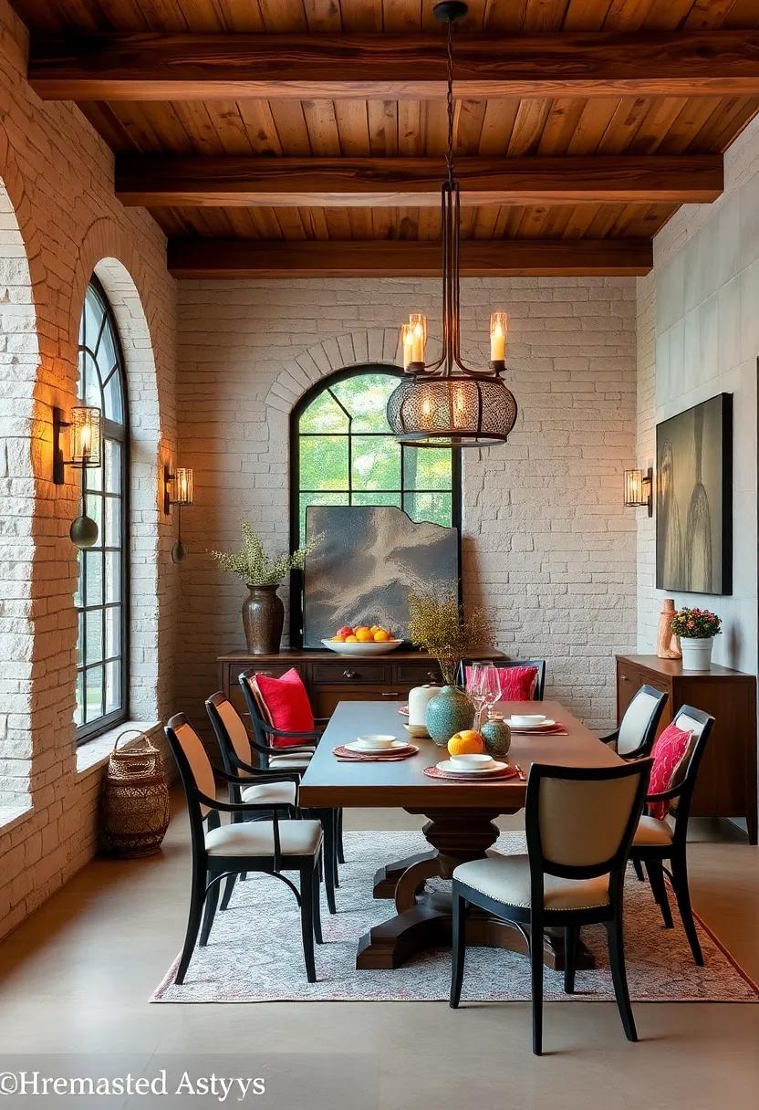 Minimalist Brass Wall Sconces Casting Elegant Shadows Over Modern Dining Tables
