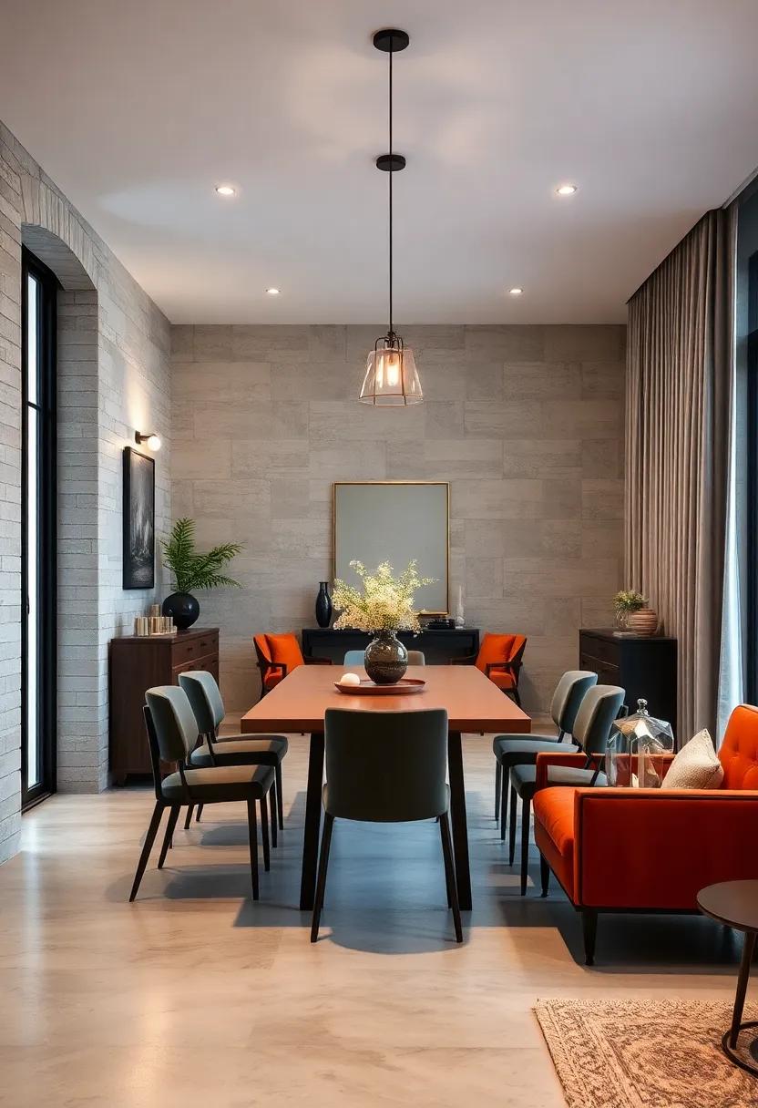 The Impact of Asymmetrical Wall Sconces Creating Visual Drama Around Dining Tables