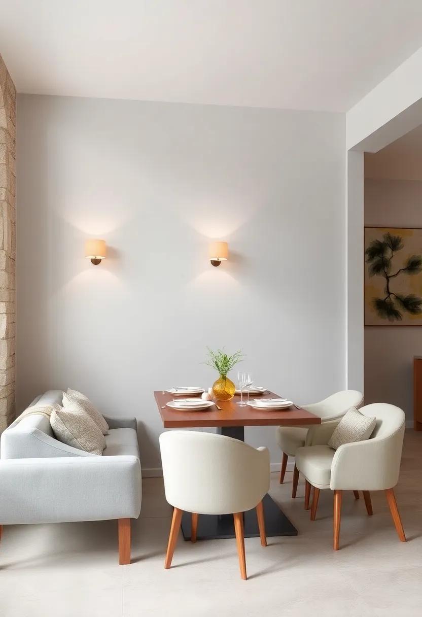 Soft Pastel Hued Glass Wall Sconces Infusing Serenity into Small Dinner Settings