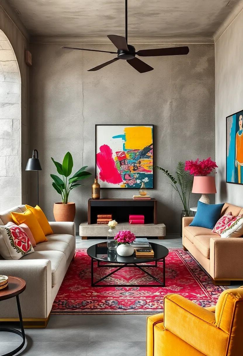 Vibrant Eclectic Living Rooms: Blending Colorful Art and Textiles with Style