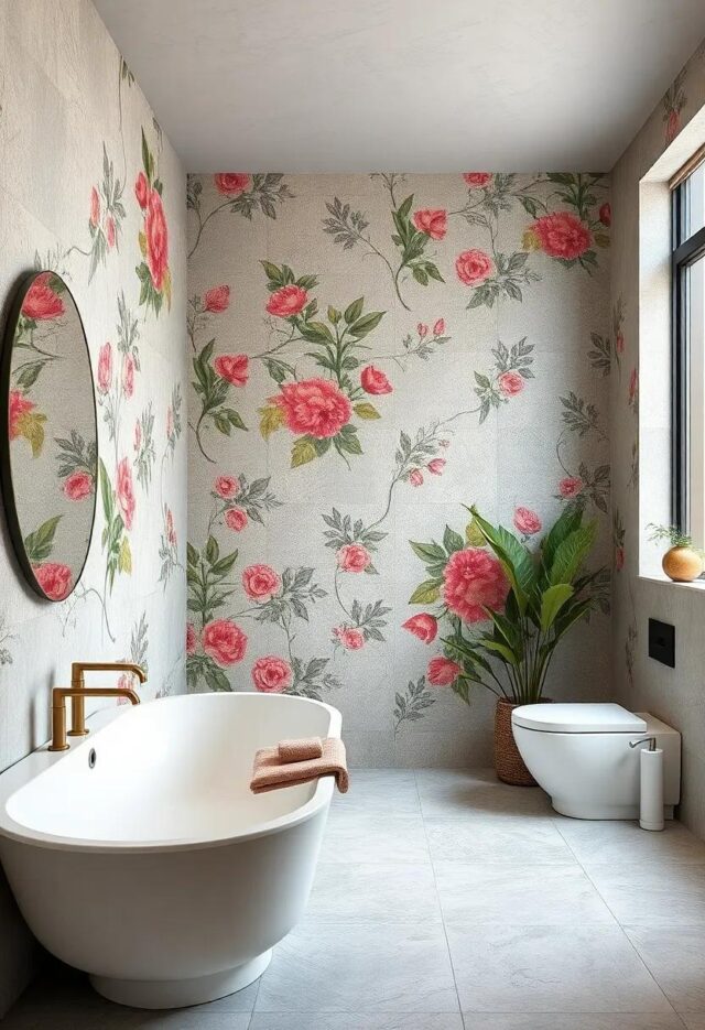 26 Stunning Floral-Patterned Bathroom Wall Tiles to Transform Your Space
