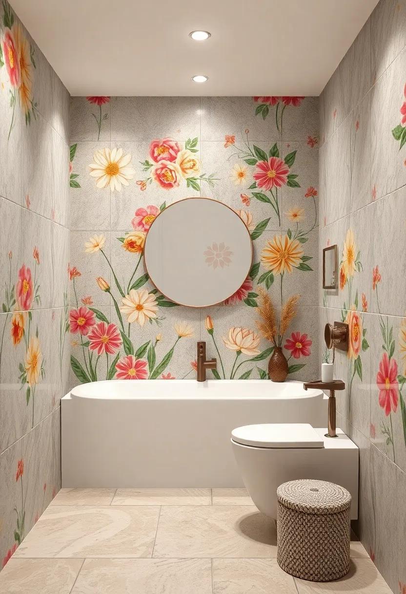 Whimsical Garden: Brighten up your space with⁢ playful, cartoon-like floral tiles ⁢that create a fun ambiance, especially suited for ‍a family bathroom or powder​ room