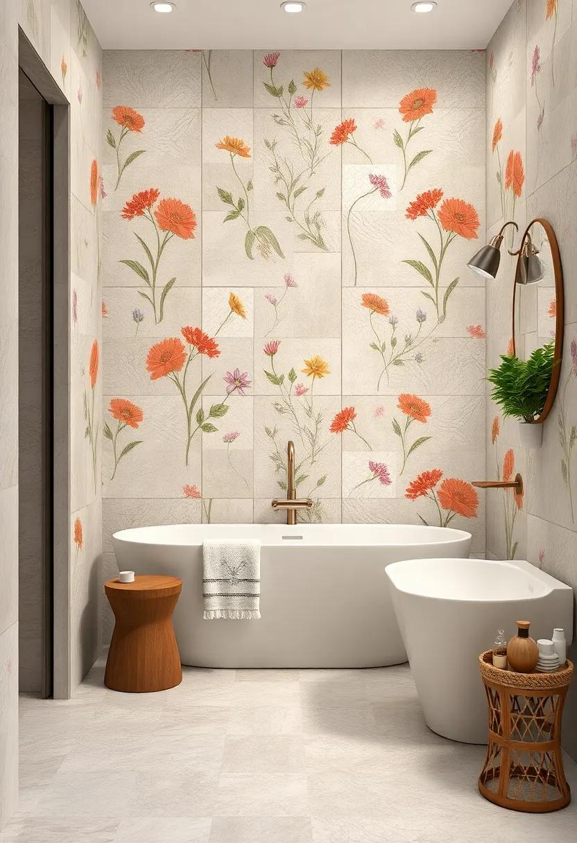 Rustic Wildflowers: Embrace the beauty of the outdoors with rustic wildflower‍ tiles,⁤ perfect for creating a cozy, farmhouse-style bathroom full of​ charm and earthy tones