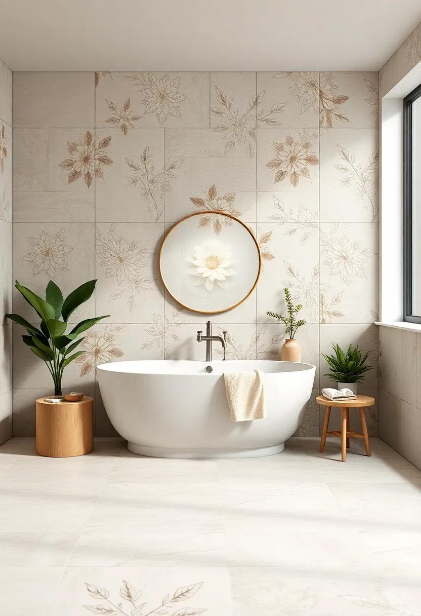 Subtle Pastel‌ Blooms: Achieve‍ a ‍soft and inviting look with subtle pastel floral tiles that bring warmth and ⁢serenity to your bathing space