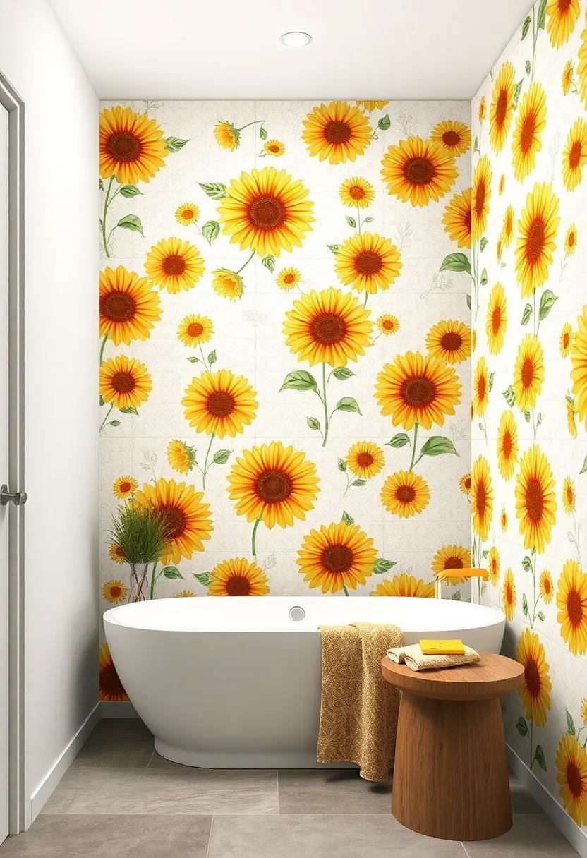 Bright and Cheerful Sunflowers: Embrace ‌sunshine ⁢and positivity with‌ sunflower-patterned tiles, perfect for making your ⁤bathroom feel⁤ welcoming and bright