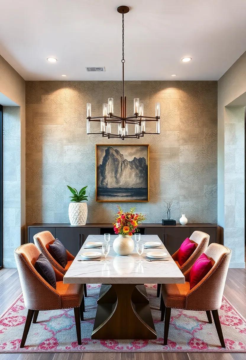 Intricate Stencil Patterns Adding Personalized Charm and Detail to Dining Room Walls