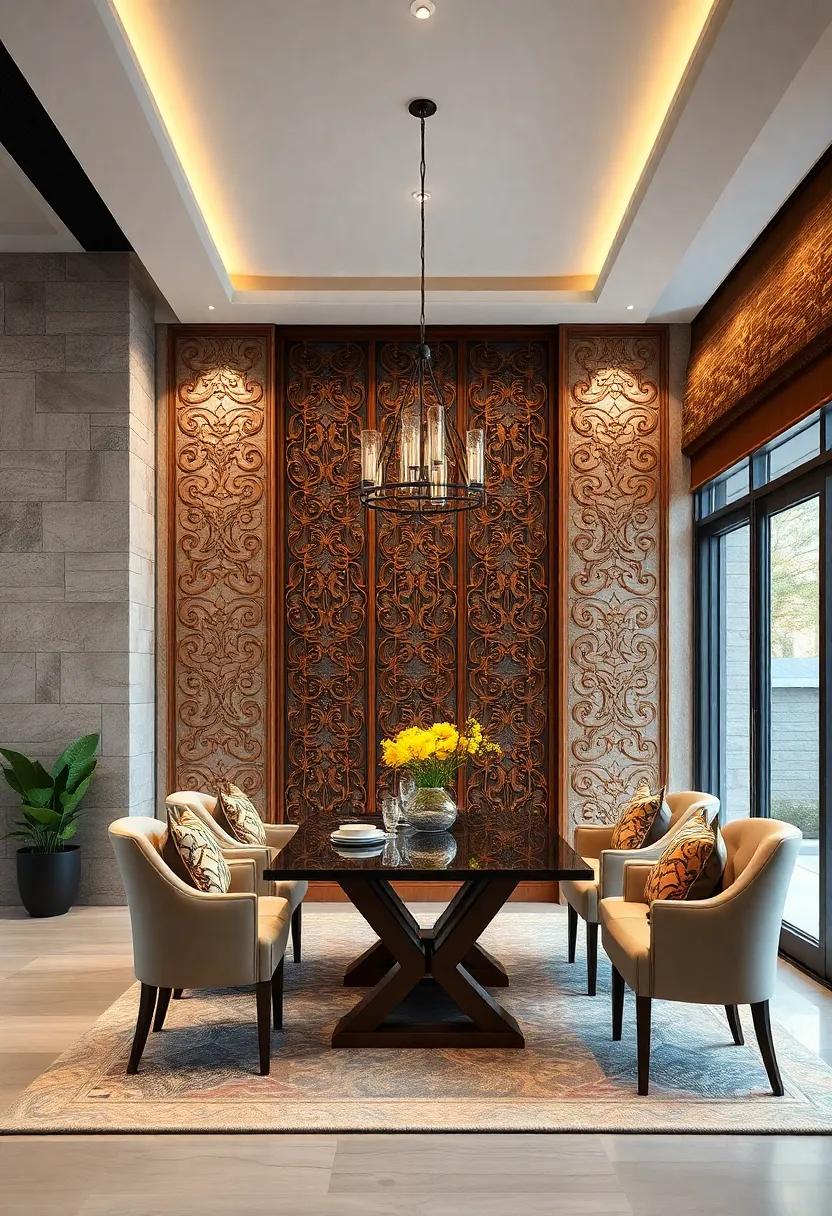 Intricately Carved Wood Screens Adding Privacy and Ornamental Beauty to Dining Rooms