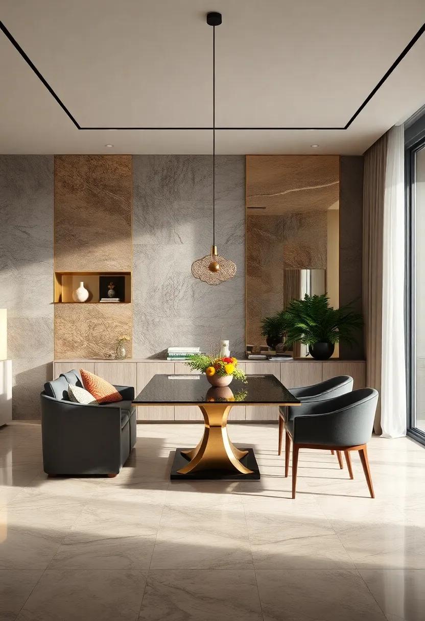 Mirrored Tiles Arranged for Visual Expansion and Brightening Effects in Dining Spaces