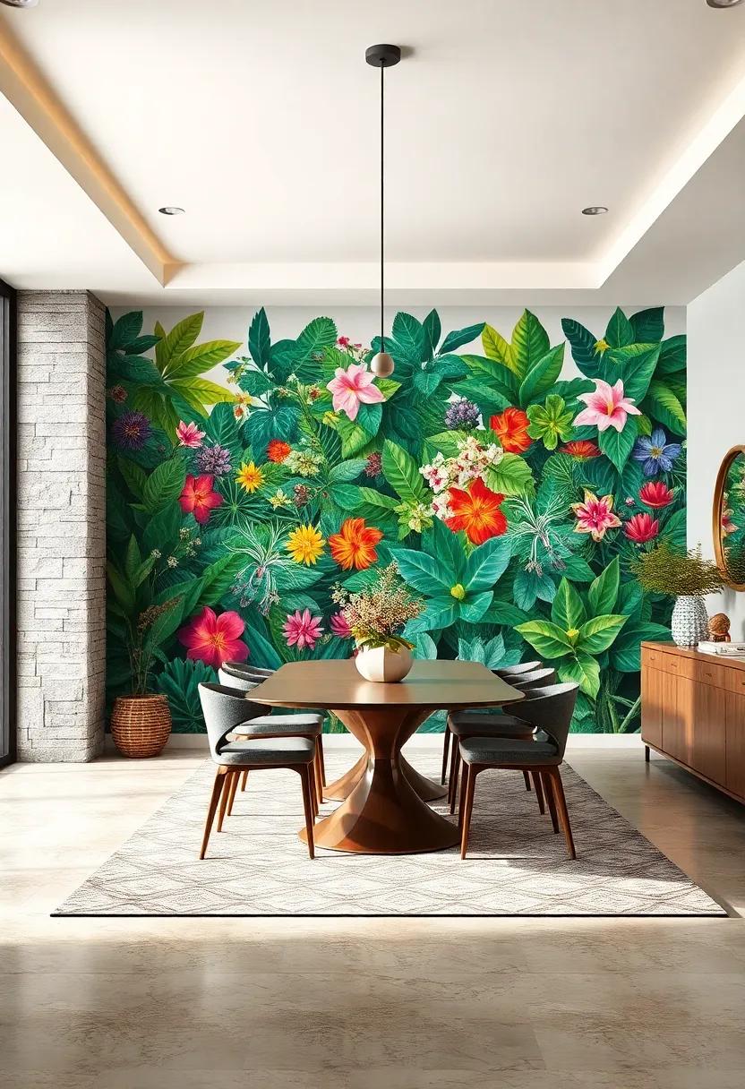 Vibrant Botanical Murals That Transform Your Dining Wall into a Lush Garden Escape