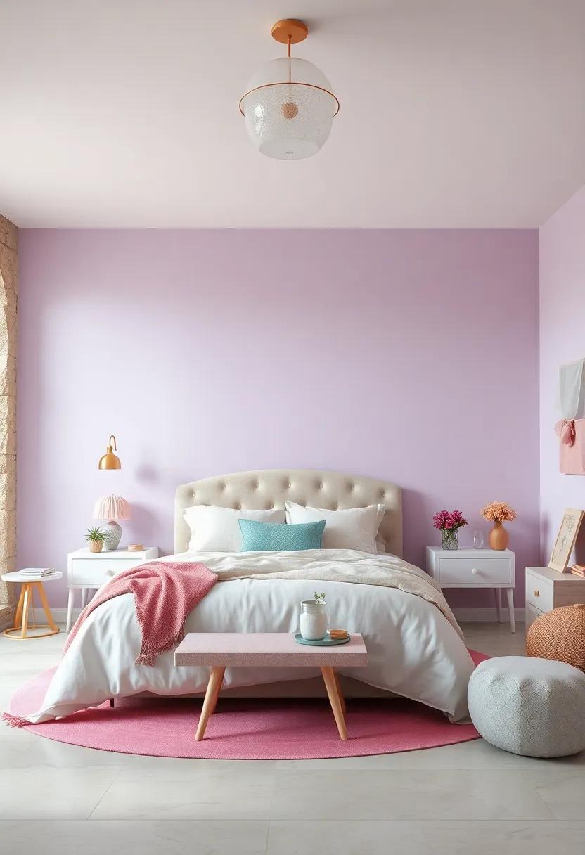 Soft Lavender Walls Creating a Serene and Magical Backdrop for a Young Girl's Dreamy Pastel Bedroom
