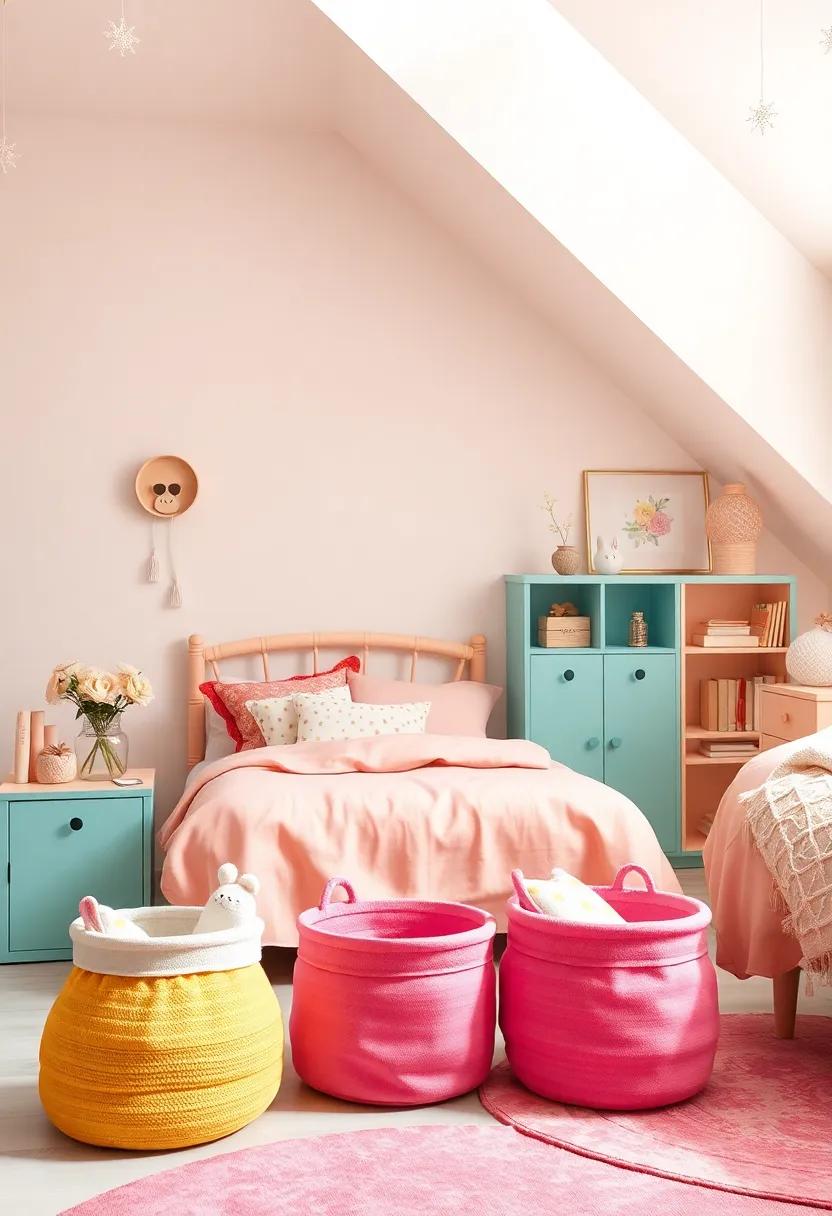 Candy Colored Storage Baskets Combining Practicality and Bright Hues for Organizing Toys and Books