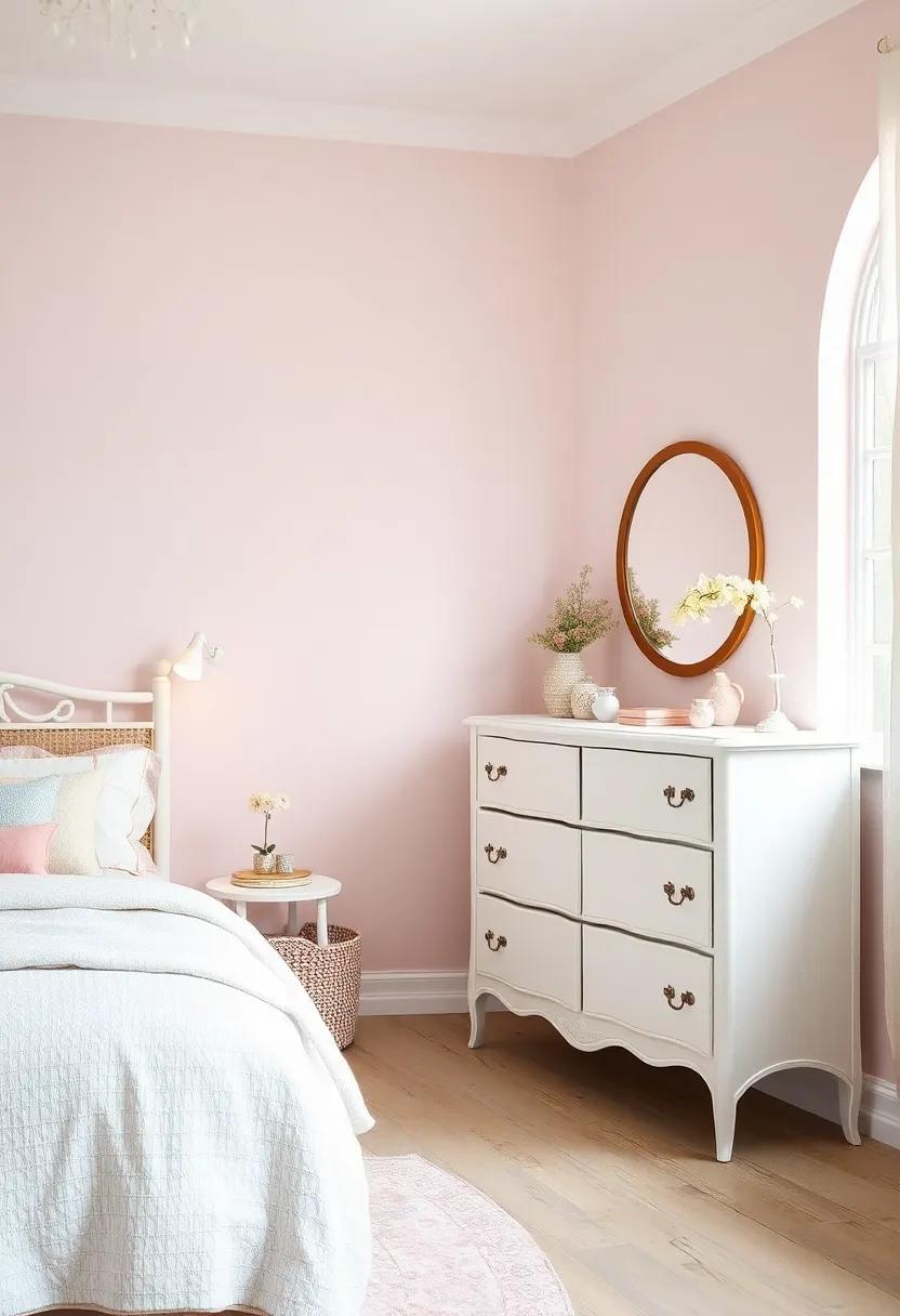 Vintage White Dressers Painted in Soft Pastel Shades with Curved Edges for a Gentle Nostalgic Touch
