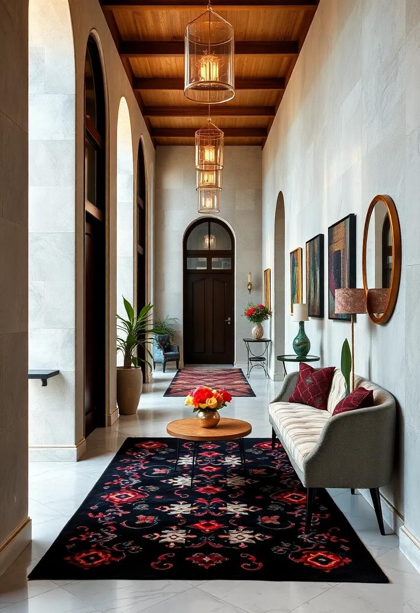 Art Deco Inspired Hallways Blended with Funky Contemporary Decor and Bold Patterns