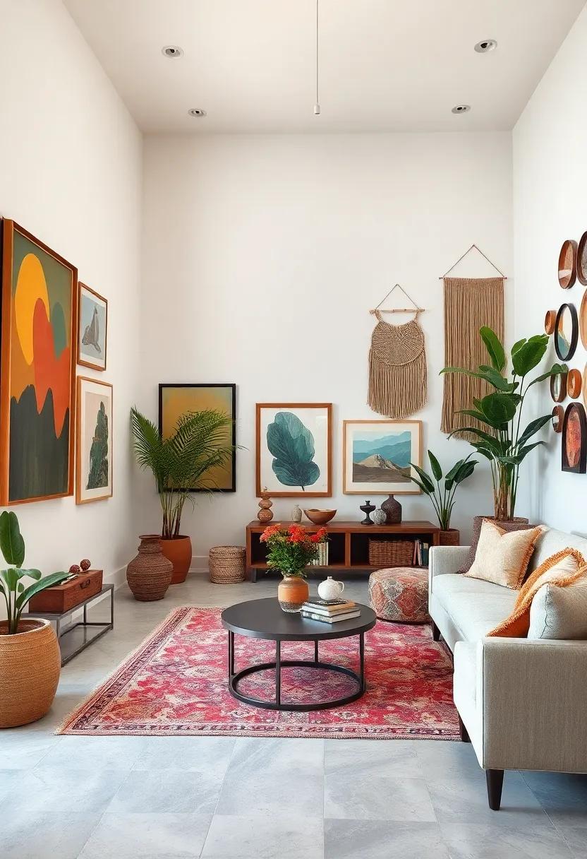 Diverse Artwork Collections Meeting Free-Spirited Boho Wall Hangings for a Gallery-Inspired Space