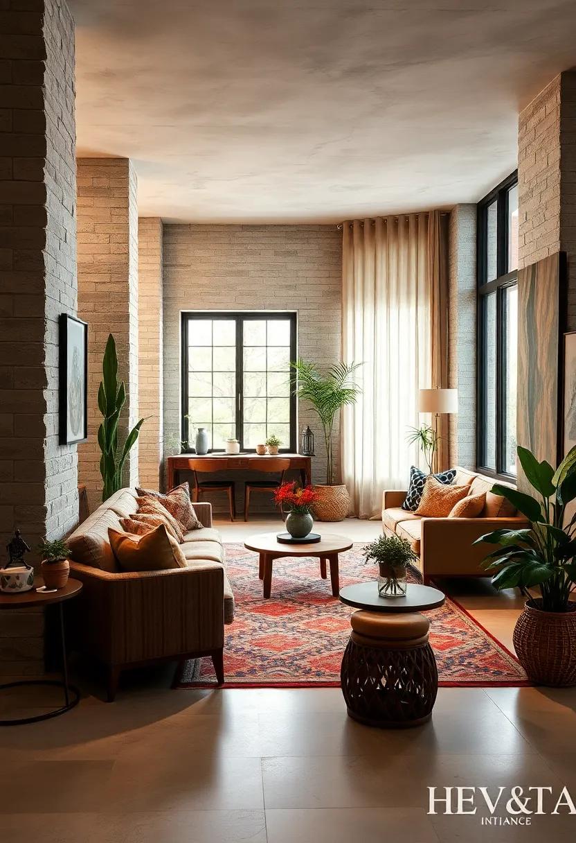 Eclectic Style Harmonizing Bold Patterns and Earthy Boho Accent Layers for a Warm Inviting Atmosphere