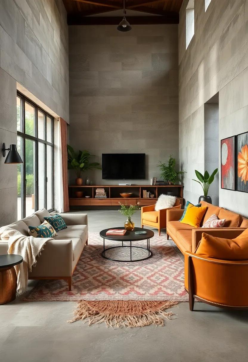 Exploring Texture Contrasts Through Woven Boho Throws and Sleek Eclectic Furniture Designs