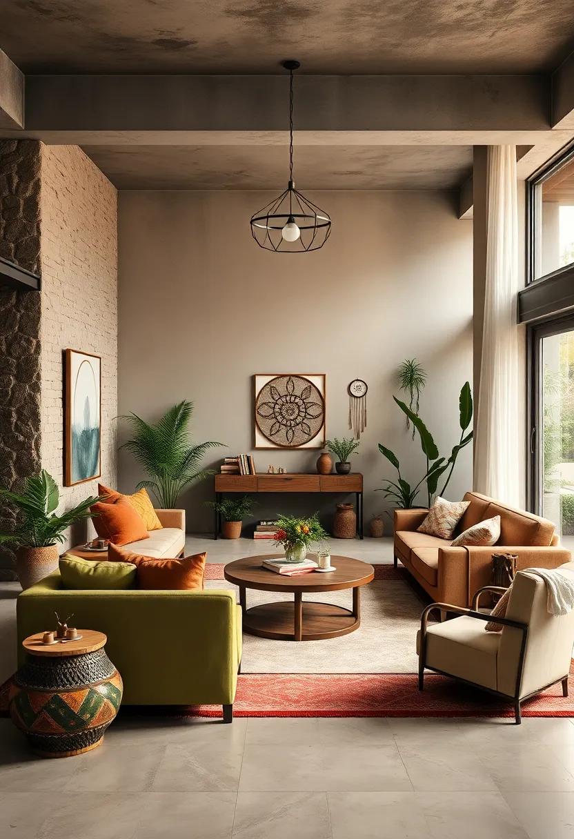 Global Inspired Eclectic Artifacts United with Boho Dreamcatchers in Eclectic Living Zones