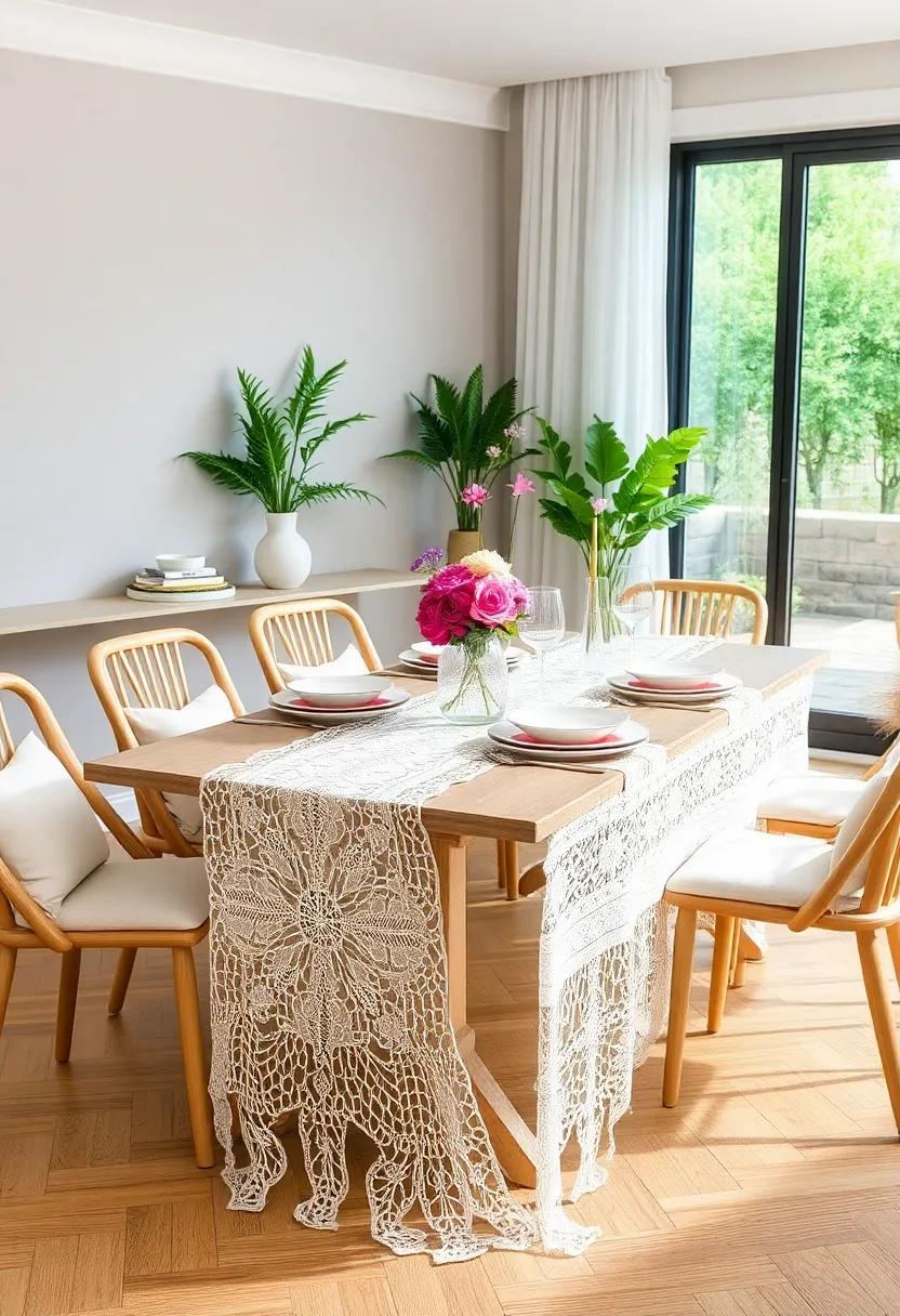 Discover ​the charm ⁣of⁢ a ⁣delicate lace table​ runner⁤ that‍ adds a soft, ⁤romantic feel to ‌your dining setup, perfect for ‌intimate dinners