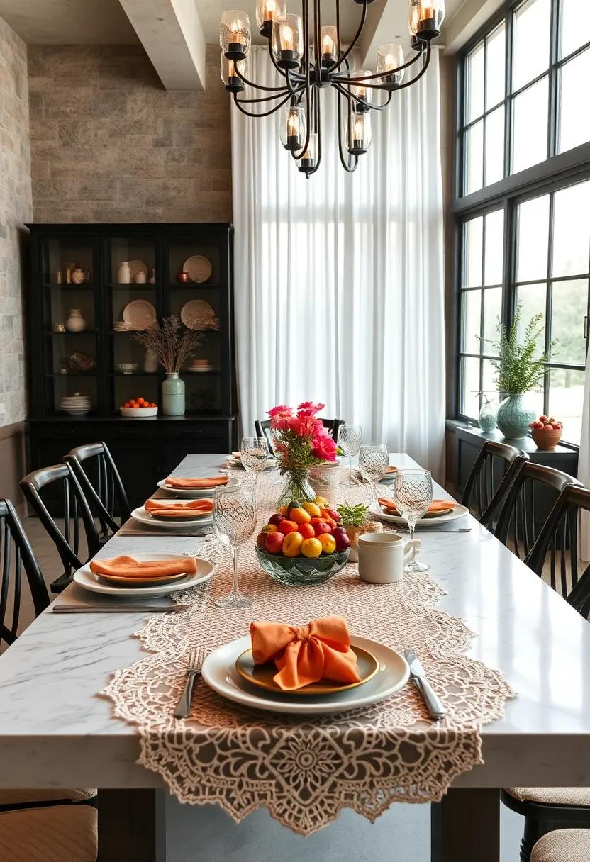 Merge old-world‍ charm with⁣ modern dinnerware by using ‍a‍ vintage‌ lace runner, offering a perfect contrast of textures ​and ⁤styles