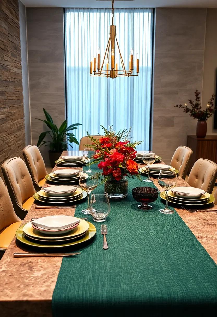 Transform‌ your dining experience⁢ by incorporating rich‍ jewel tones in both‌ your runner ⁢and dinnerware, setting ⁢a dramatic yet elegant ​scene