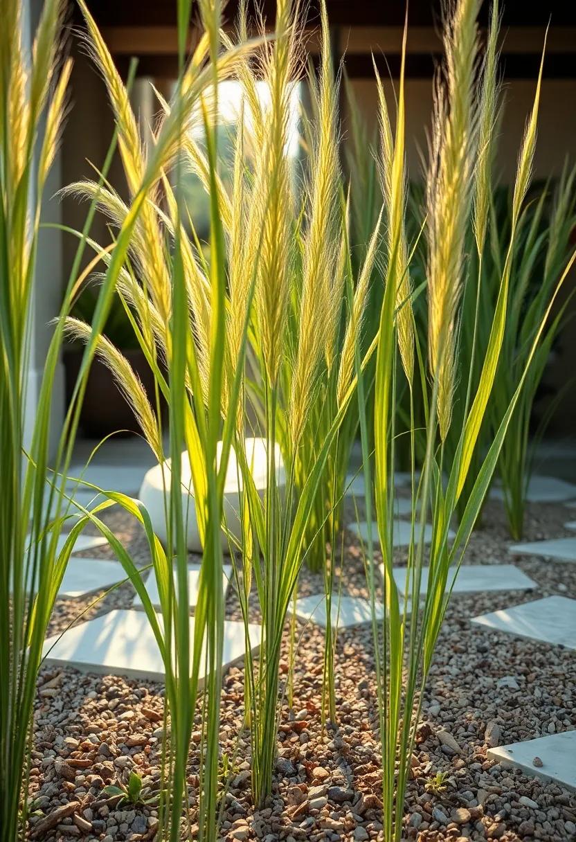 A Serene Pathway Lined with Golden Savanna Grasses Leading to a Cozy Front Porch Retreat Under Warm Sunlight