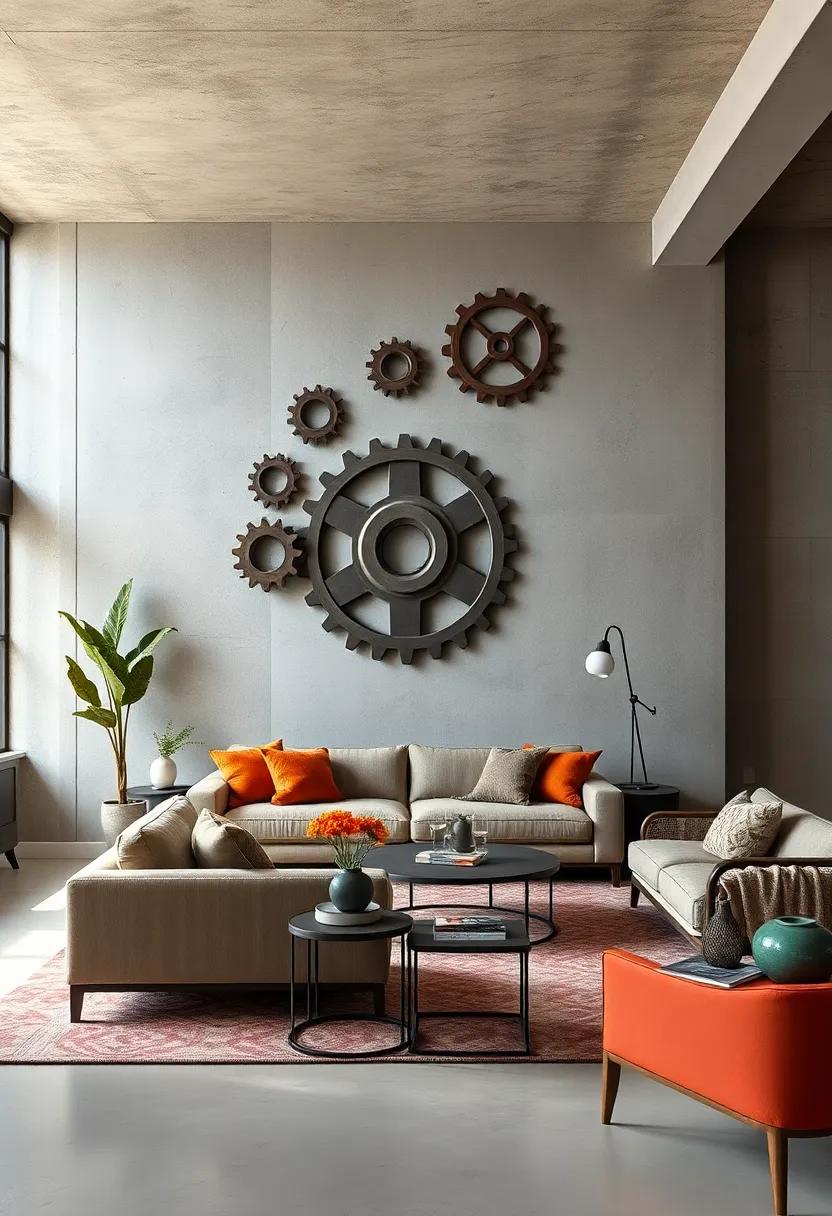 Oversized Gear and Cog Wall Installations as Striking Centerpieces in Loft-Style Living Areas