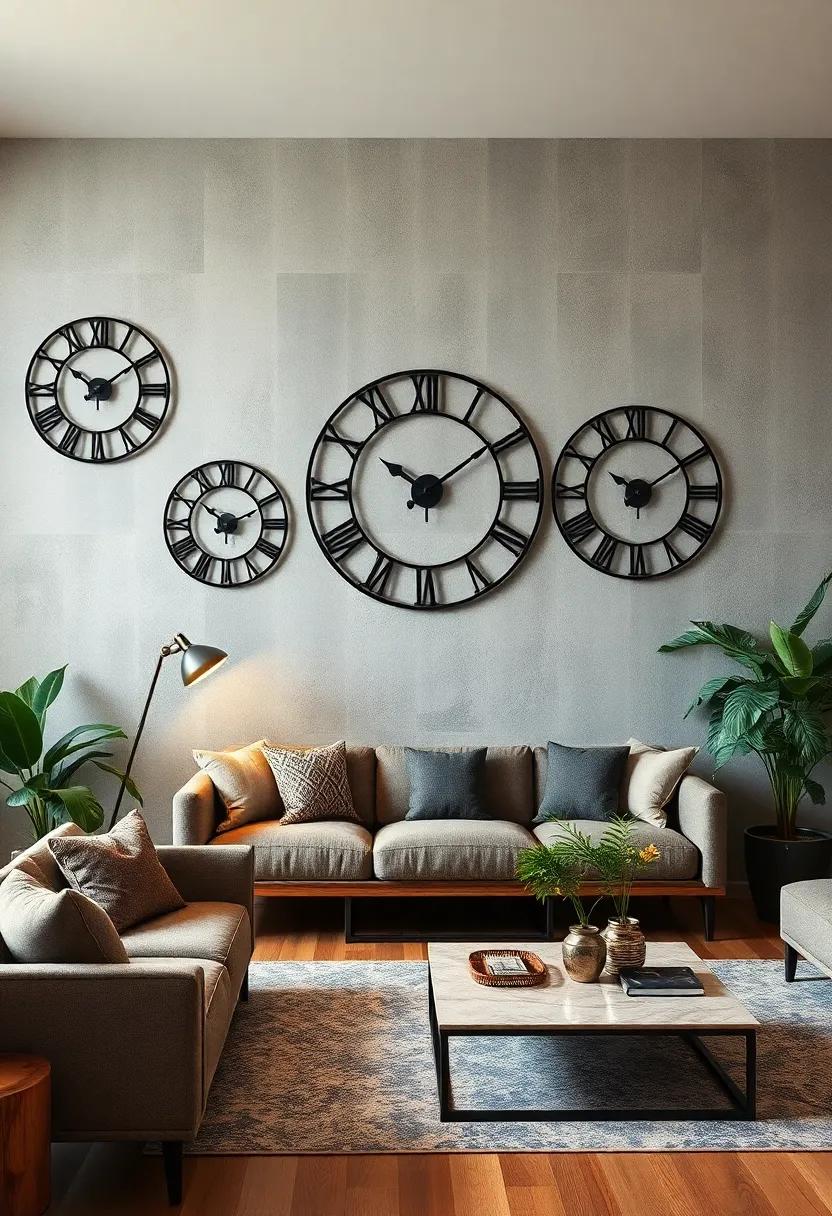 Industrial Wall Clocks with Bold Numbers and Open Mechanisms Adding Functional Art to Your Space
