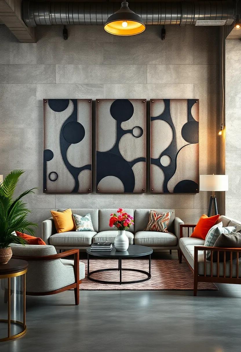 Heavy Gauge Steel Art Panels Featuring Abstract Cutouts Highlighting Urban Industrial Design