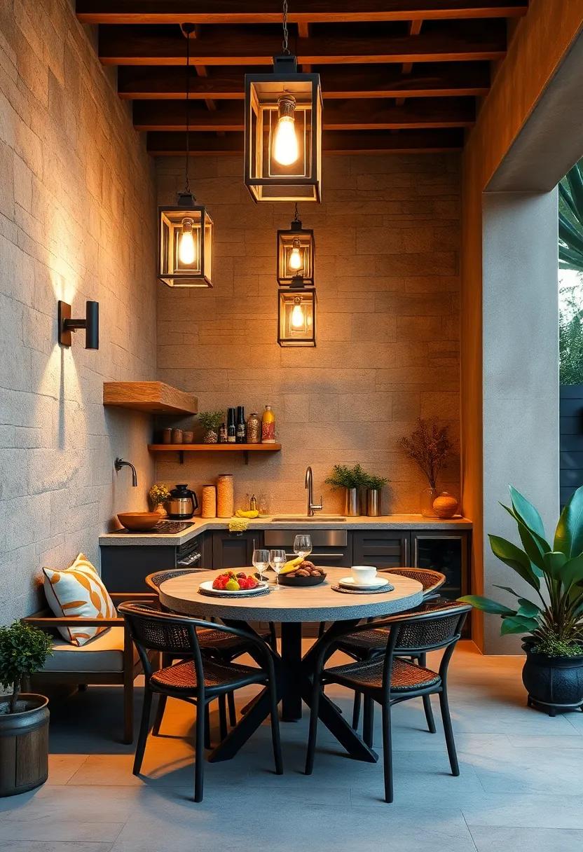 Sophisticated Lantern Lighting Designs Highlighting Food and Flavor in Tight Cooking Corners