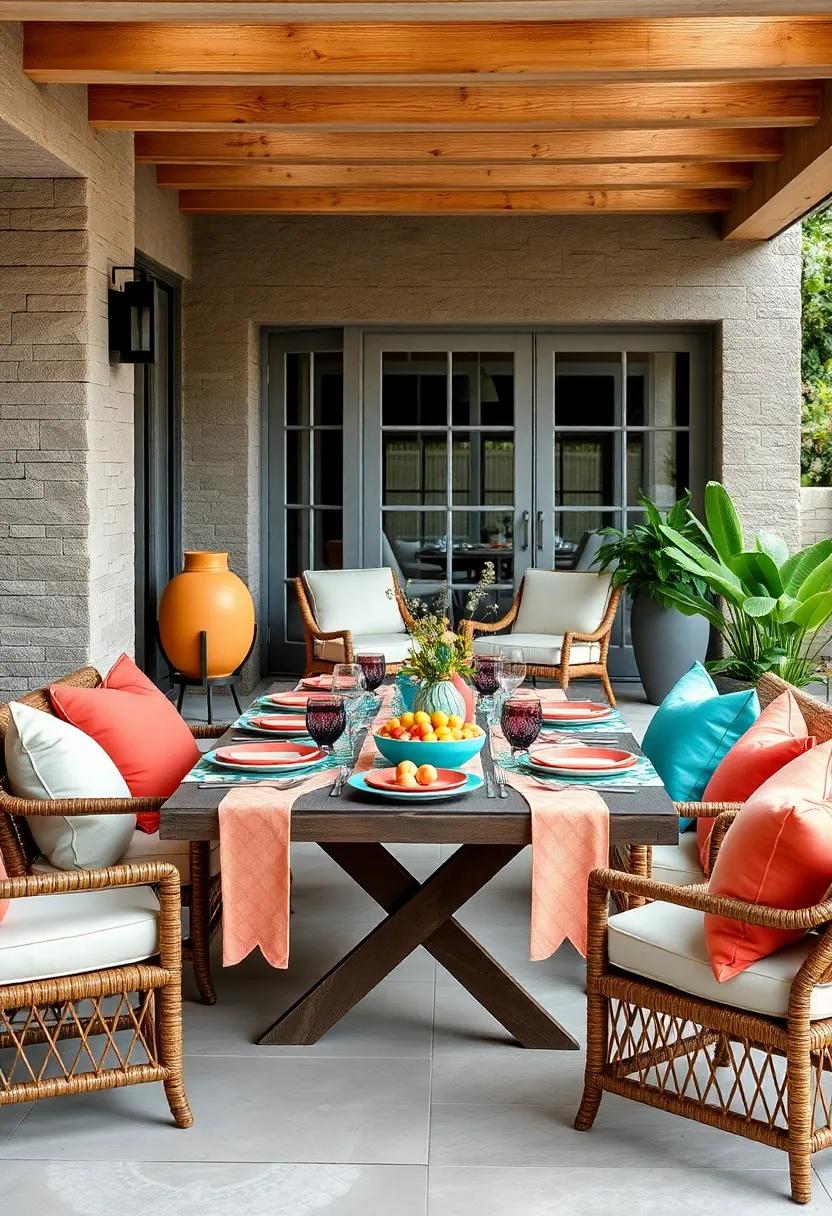 Bright Coral and Teal Serving Pieces Ideal for Summery Citrus-Inspired Food Presentations