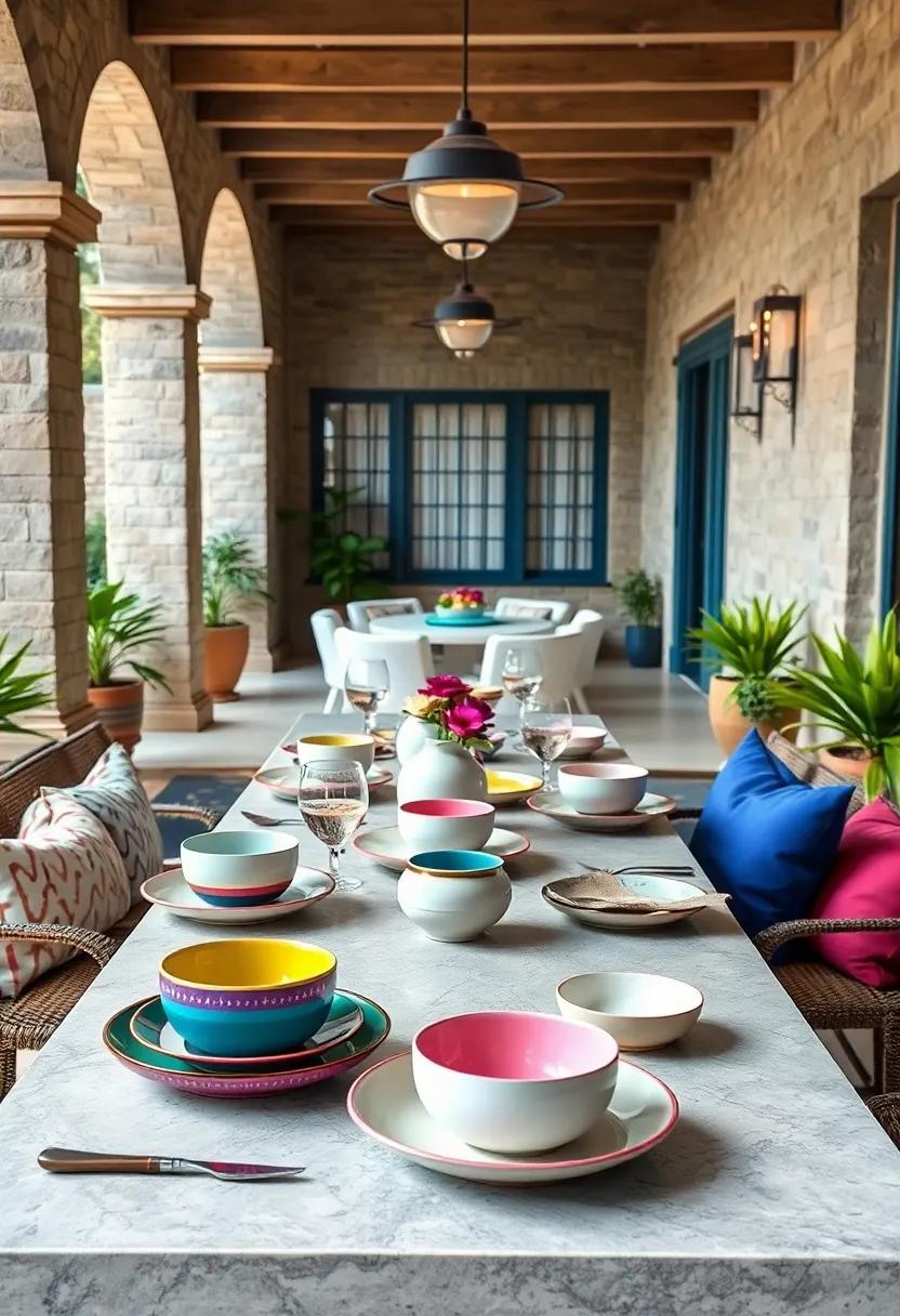 Mix and Match Porcelain Dishes in Contrasting Colors to Spark Visual Interest and Conversation