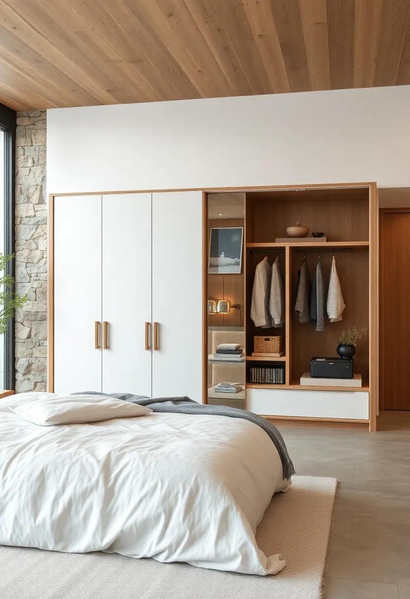 Soft Layered White Bedding Paired with Light Wooden Headboard Embodying Minimalist Nordic Elegance