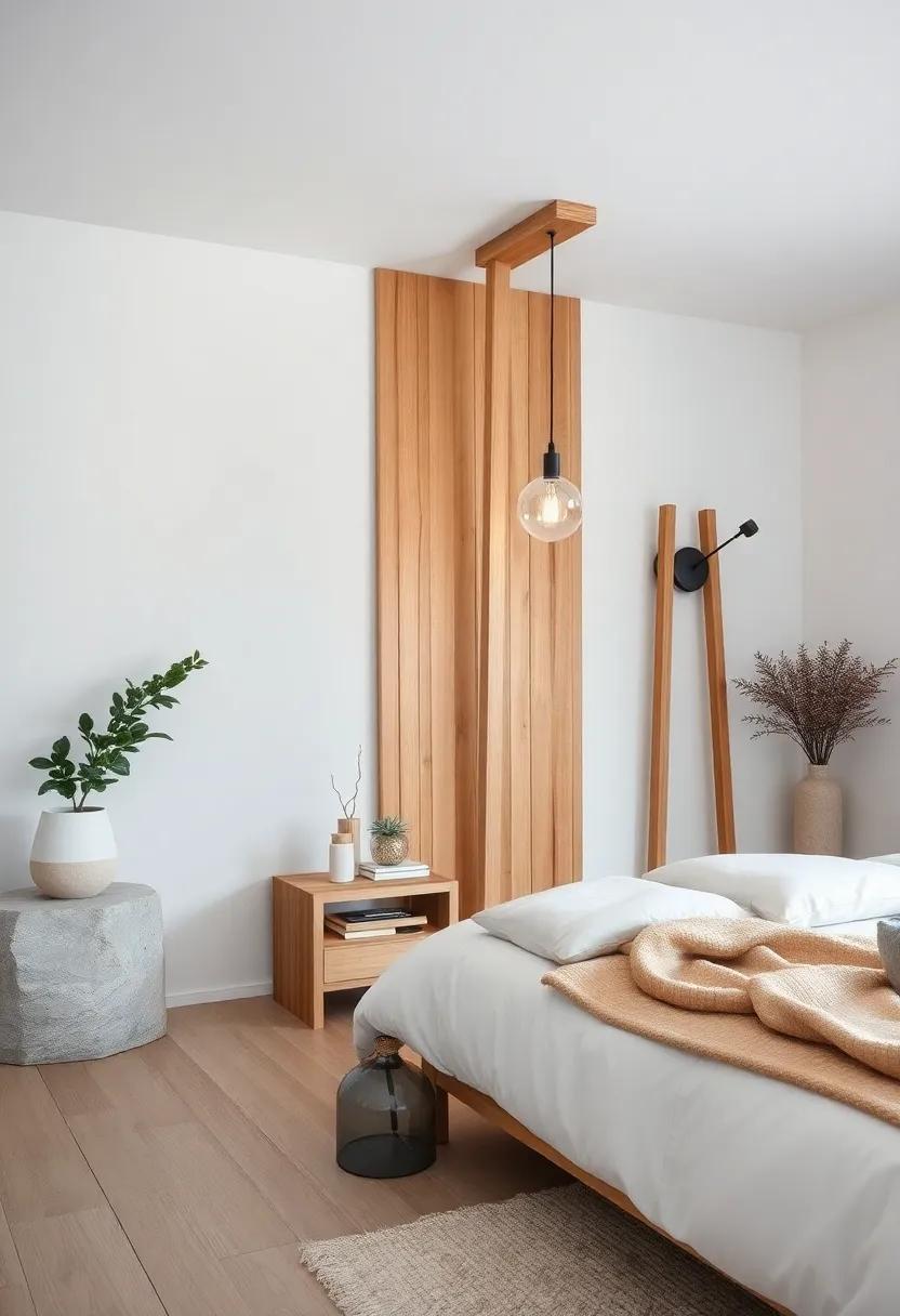 Sunlit Bedroom Bathed in Natural Light Highlighting Subtle Wooden Details and White Minimalism