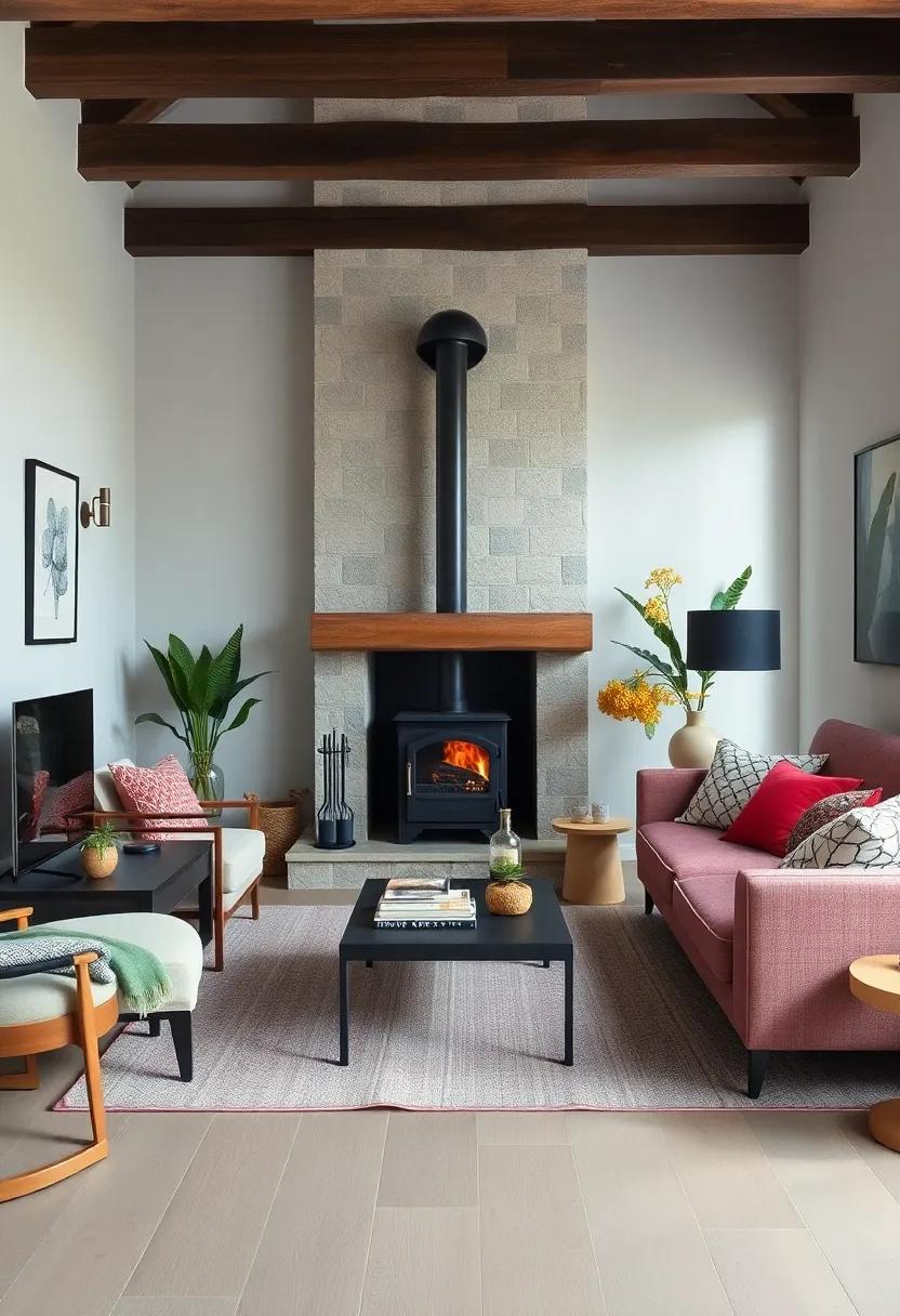 The Allure of a Freestanding Cast Iron Stove Creating Ambiance in a Tight Living Room Space