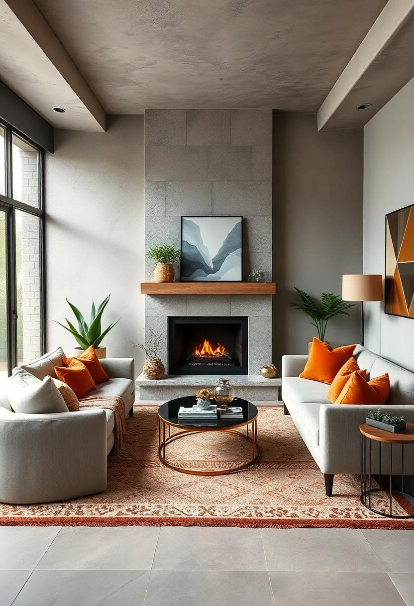 Layered Rugs and Plush Cushions Defining Zones Around a Fireplace in a Petite Living Room