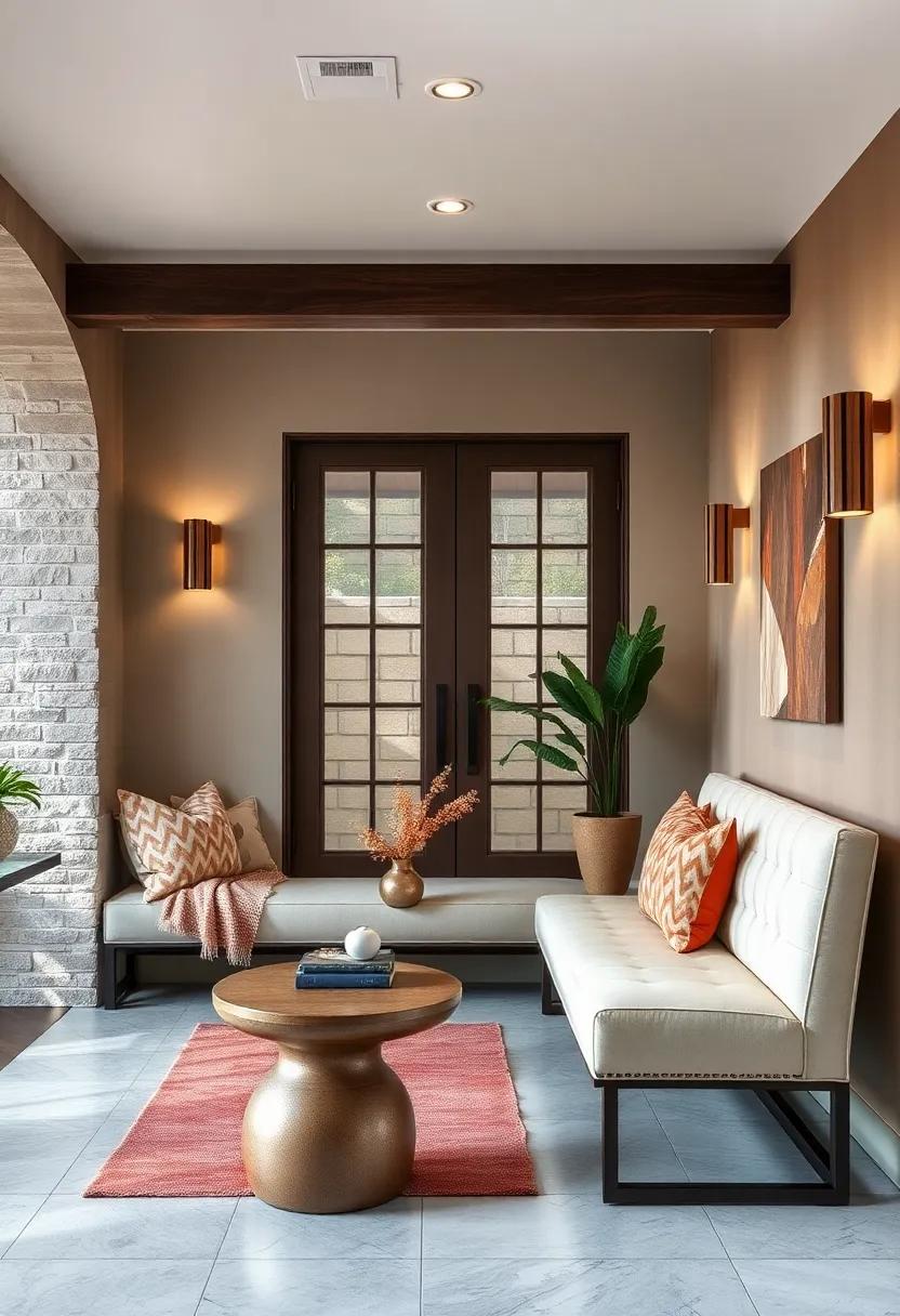 Calm and Cozy Entryways Enhanced by the Handcrafted Elegance of Upholstered Bench Seating