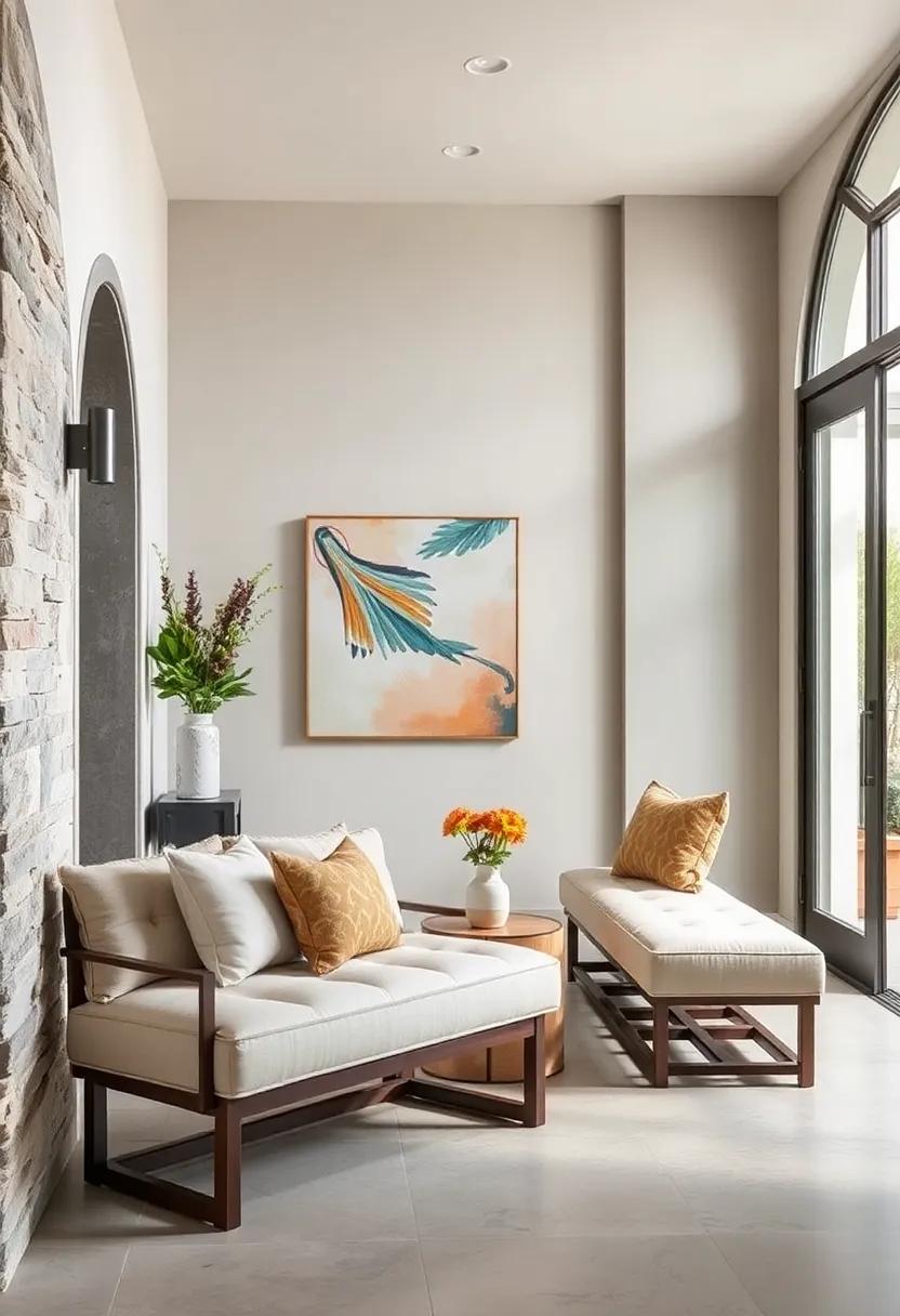 Soft Upholstered Benches as Functional Art Pieces Infusing Personality into Entryway Decor