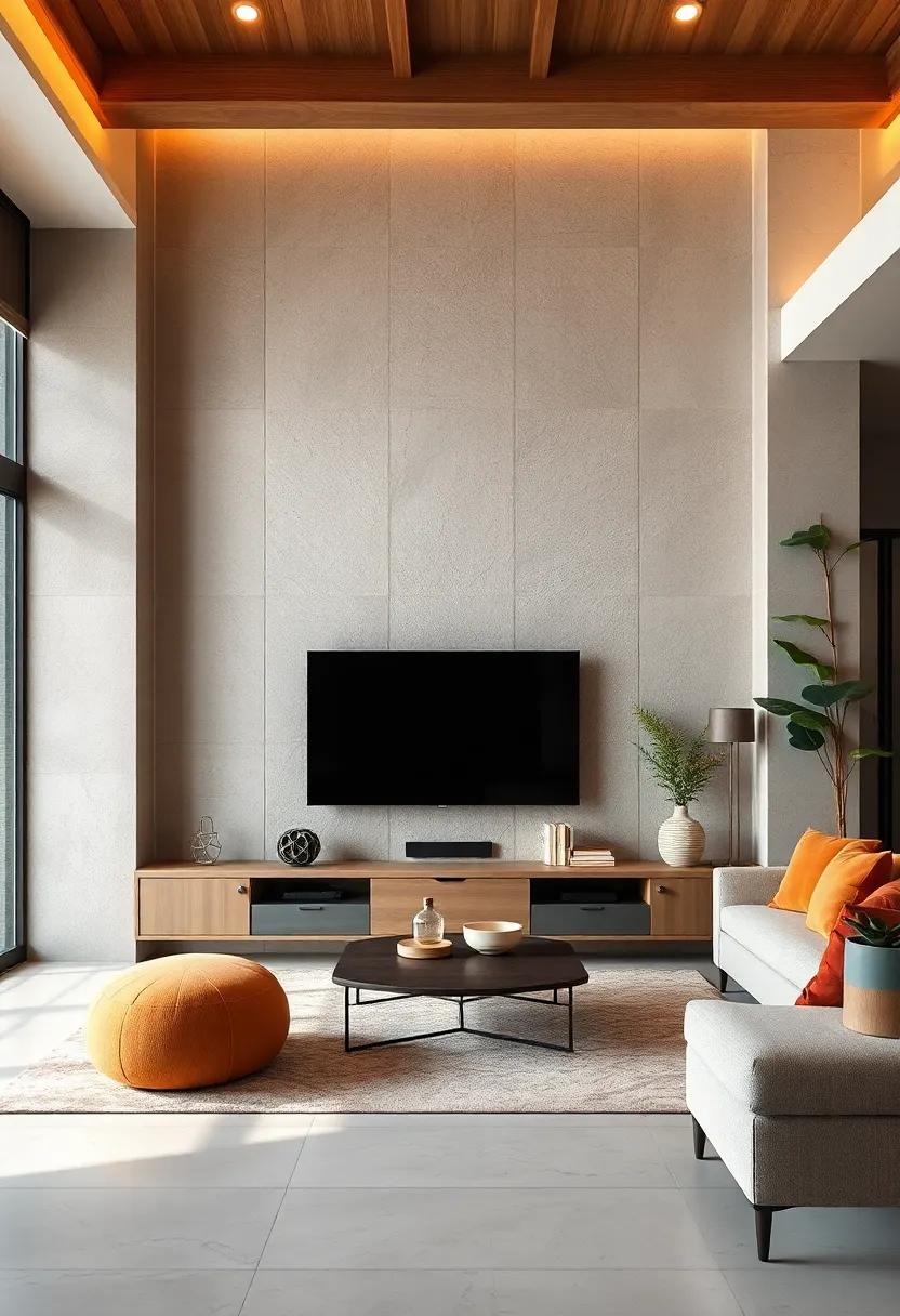 Construct a Monochromatic TV Wall With Layered Shades and Textures to Keep the Look Cohesive Yet Intriguing