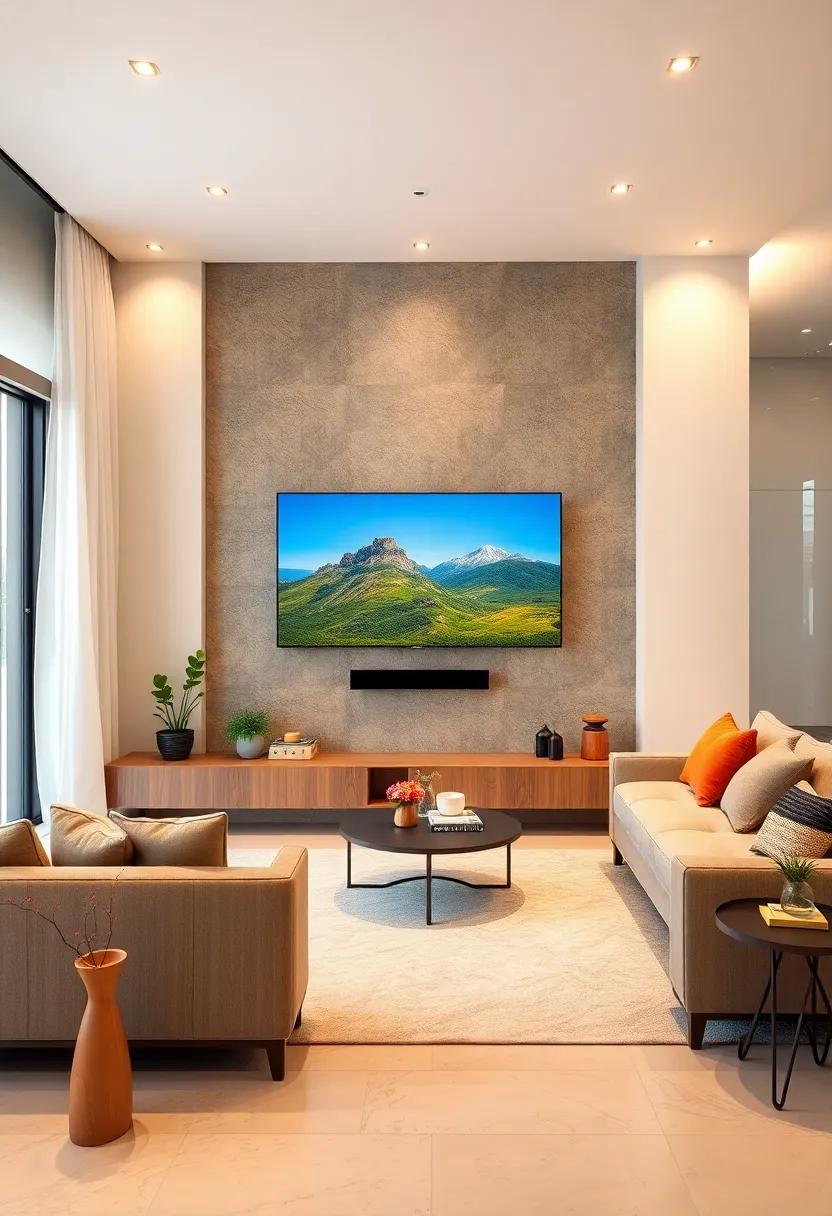 Incorporate Smart Home Features Around the TV Wall That Blend Technology Into the Design Elegantly