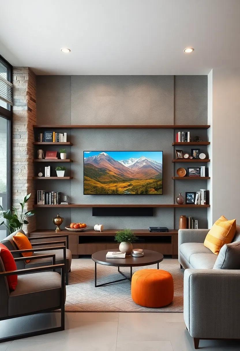 Showcase Your Favorite Books and Decorative Objects on Built-in Shelves Around the TV to Combine Function and Style