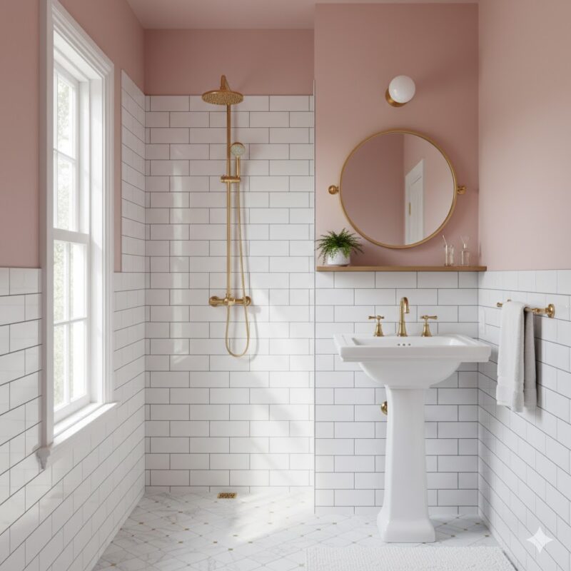 Soft blush bathroom walls