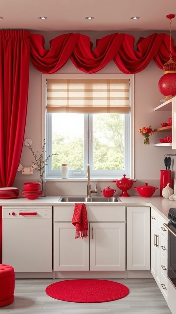 vibrant red accents in kitchen décor