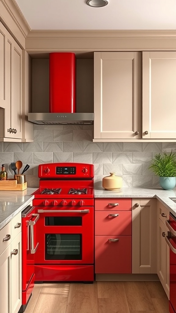 contrasting colors with red appliances